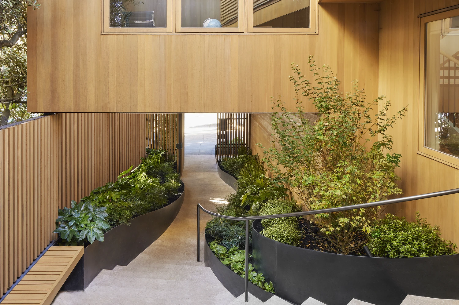 Curved steel wall from above