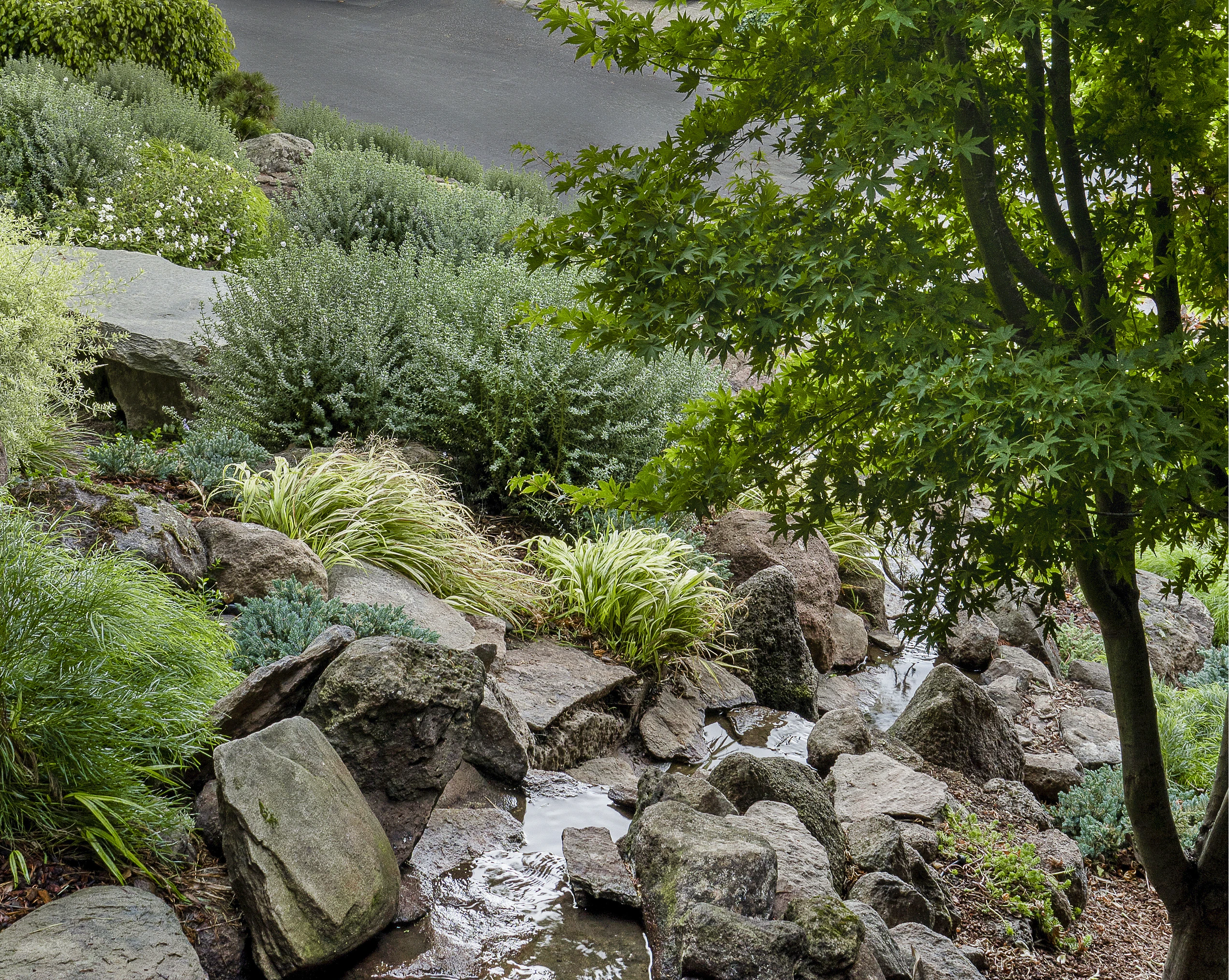 Stream and stairs with Lava Moss Rock